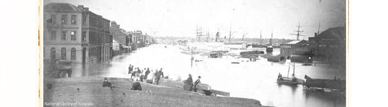 Melbourne Yarra flood in 1860. Credit National Library of Australia.