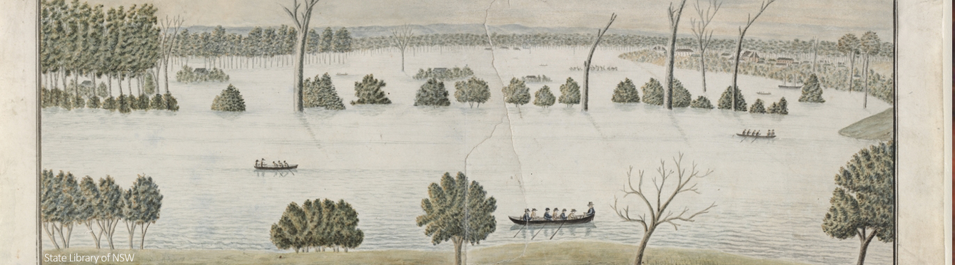 A severe flood swept the Hawkesbury River in June 1816. Credit State Library of NSW.